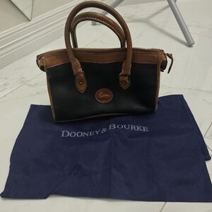 Dooney & Bourke Black and Brown Leather Satchel Vintage.
